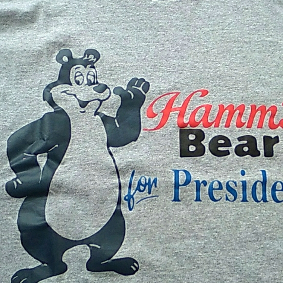 ๐ซ  Hammโs Bear for President Vintage Sz L-XL Grey UniSex - Picture 4 of 16